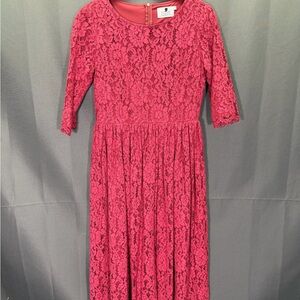 Dainty Jewells red Lace fit and flare dress 3/4 sleeves